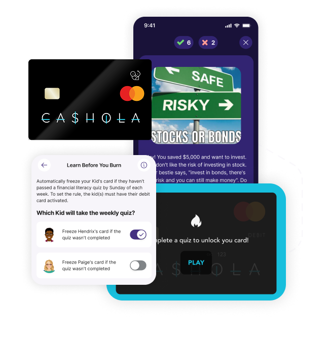 Debit card feature graphic quiz unlock